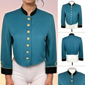 JOSEPH RIBKOFF Vintage Jacket 8 PETITE Teal Velvet Trim